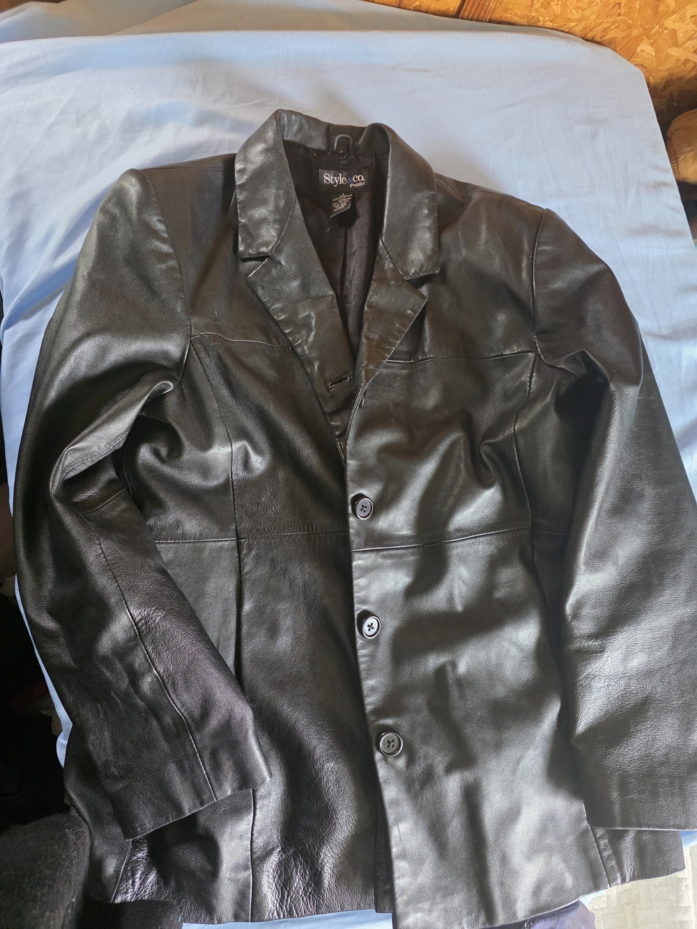 Style & Co. Men's Black Leather Trench Coat